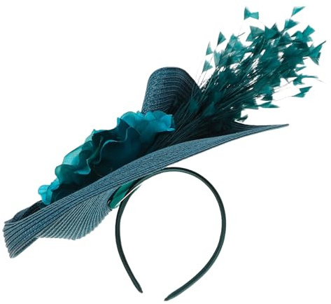 VICASKY Fascinator Floreale per Donna Copricapo da Cocktail Artigianale con Piume Fascia per Capelli Leggera per Feste Tema e Occasioni Speciali