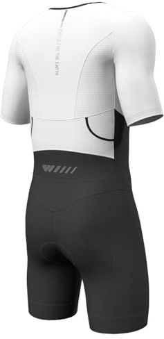 Wulibike Triathlon Anzug Herren Trisuit Kurzarm,Hohe Elastizität atmungsaktiv schnelltrocknend Tri Suits Triathlonanzug für Radfahren Laufen Rennen Training Weiß L