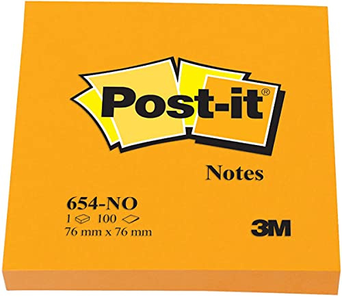 Post-it Notes, Neon Orange Colour, 76 mm x 76 mm, 6 Pads