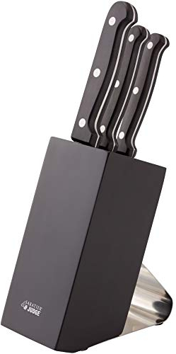 Judge Kitchen Knife Set Block with Knives, 3 Piece, Stainless Steel, Razor Sharp Blades, Paring + Utility + Cooks Knife