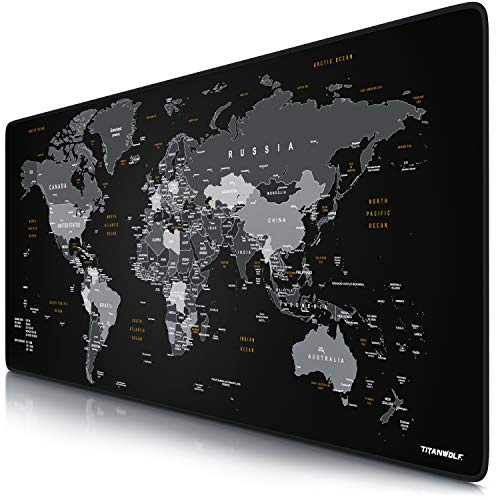 CSL-Computer TITANWOLF XXL Alfombrilla para ratón Gaming Titanwolf 900 x 400 mm – Alfombrilla de ratón XXL Gaming Grande – Base de Mesa Grande – Mejora la precisión y la Velocidad – Diseño Mapa del