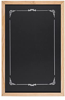 Bi-Office - Lavagna Nera per Gesso Decorative, 600 x 400 mm, Cornice di Pino