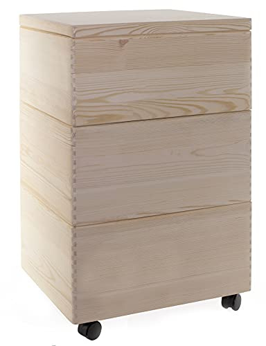 Holzfee Spielzeugkiste Holzkiste TRIO Kiste Holz 40 x 30 cm 3-er Set Stapelkisten Auswahl (mit Rollen)