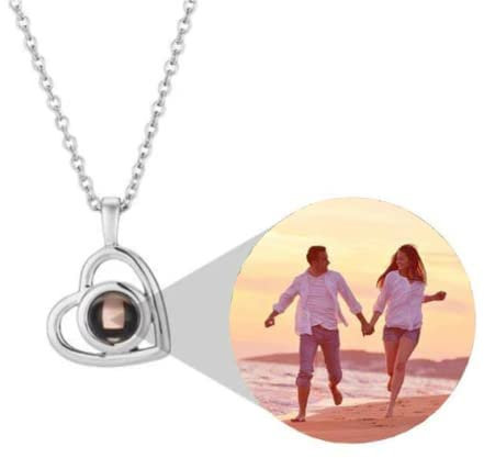 CZD Personalised Photo Necklace, Heart Locket with Picture Inside, Sterling Silver Necklace for Women