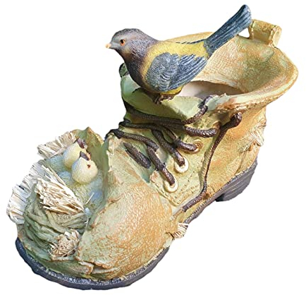 Aspinaworld Gartenfigur, Pflanzschuh mit Vogelnest zum bepflanzen, Figur für den Garten, wetterfeste Deko