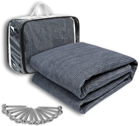 Froadp 2.5x3m PEHD Camping Tapis D'extérieur D'auvent Résistant aux Intempéries avec Anneaux en Aluminium et Piquets Terre Tapis de Tente Bâche en Tissu avec Sac Transport pour Rassemblements Sorties