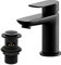 Black Basin Taps with Pop Up Waste, BATHWEST Modern Monobloc Chrome Brass Matte Black Bathroom Sink Taps for Basin with Drainer 922MB