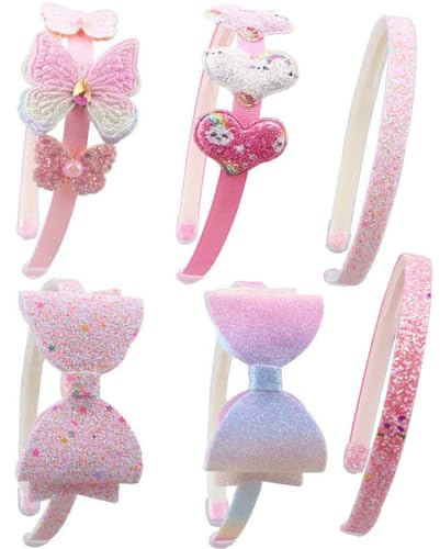 YYDDYRX 6 Pack Girls Headbands Glitter Kids Headbands Bow/Heart/Star Headbands for girls/Toddler/Teens (A-666)