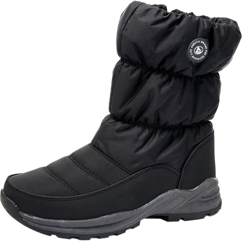 GILKUO Bottes de Neige Femme Hiver Fourrées Chaussures Imperméables Chaudes Bottines d'hiver Boots avec Fermeture Éclair après le Ski Taille 39 Noir
