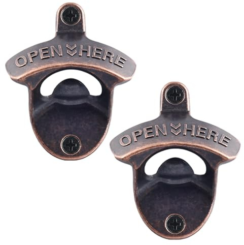 HAIICEN Vintage Copper Bottle Cap Opener Wall Mount, Retro Beer Bottle Opener with Screws for Homes Kitchen (Pack of 2)