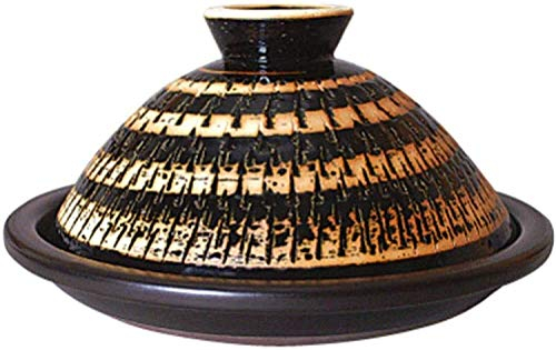 CVNIMV Cazuela con Tapa Olla de cerámica Olla Taji marroquí Multifuncional Olla de Piedra Olla Seca de Arcilla Micro Olla a presión con Tapa de Embudo de gres