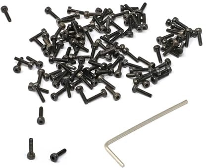 iexcell 100 Pcs M2 x 8mm Thread Pitch 0.4 mm Alloy Steel 12.9 Grade Hex Socket Head Cap Screws Bolts Kit, Black Oxide Finish