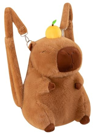 Dickly Capybara Sac à Dos En Peluche Mignon, Capybara Peluche Avec Sac à Dos Jouet, Animal Sacs à Dos Dessin Animé, pour Un Usage Quotidien pour Garçons Filles, Cadeaux D'anniversaire (poire)