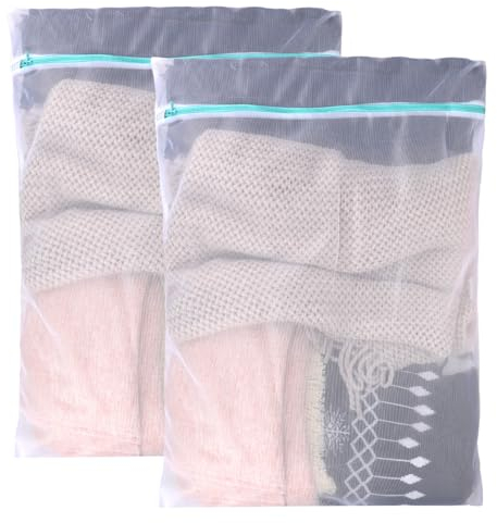 KALIONE Rete per la biancheria, grande, 2 pezzi, grande sacco per la biancheria, 60 x 80 cm, lavabile in lavatrice, sacchetto per biancheria intima, calze, camicia, abbigliamento per bambini (XXL)