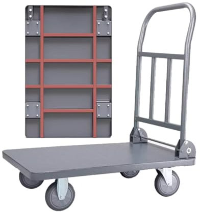BAI You Mei Carro de Transporte Plegable Robusto Capacidad de Carga 300kg, 75 x 50 cm Carro de Plataforma Ruedas giratorias 360° Carretillas de Plataforma de Acero para Industria Trabajo Pesado