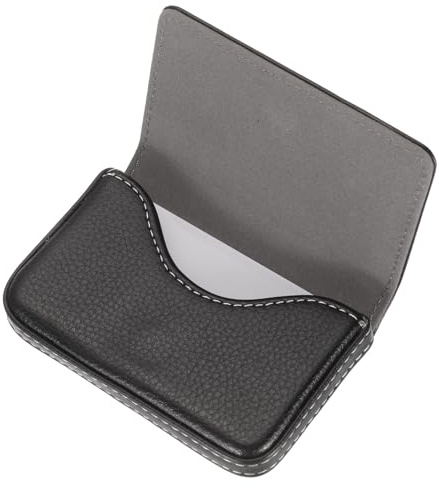 sourcing map Business Card Holder, PU Leather Business Card Case Pocket Business Name Card Holder with Magnetic Shut for Men and Women, Black