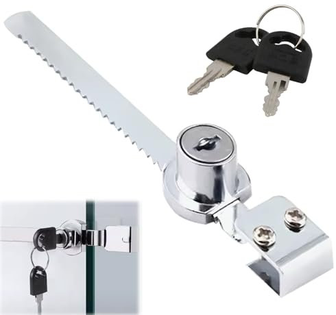 Serrure Vitrine Verre,Serrure de Scie Coulissante avec Clé Serrure Verrou Vitrine en Verre pour Vivarium, Terrarium, Vitrine, Serrure à Cliquet pour Porte en Verre, clé Identique (argenté)