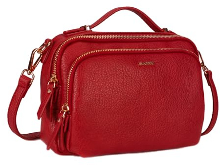 Gladdon Piccola Borsa a Tracolla Donna, Crossbody Bag con 3 Scomparti Capienti, Borsa Mano PU Pelle Sintetica, Borsetta Moda Borse Spalla con Tracolla Regolabile e Rimovibile…Rosso