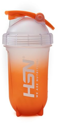 HSN Shaker Rocket We Are Nutrition! Libre de BPA | 500ml | Transparente Naranja | Vaso Mezclador con Bola Mezcladora | Cierre Hermético y Tapón Anti-Fugas | Sin Olores | Fácil Limpieza