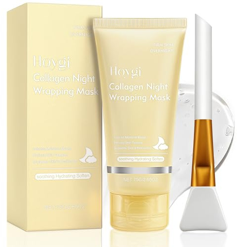 Collagen Night Wrapping Mask, Bio Collagen Real Deep Mask, Masque Peel Off Visage, collagen Overnight Wrapping Peel Off Facial mask, Masque de Collagène, pour Hydrater, Antirides, Nettoyer