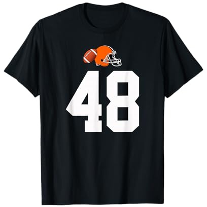 Americano Fútbol Casco Estilo Vintage Número 48 Camiseta