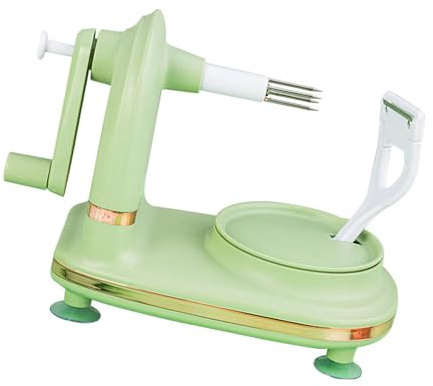 TARSHYRY Pelamele Manuale con Design Rotante in Acciaio Inossidabile per Frutta e Agrumi, Include 2 Teste di Taglio Extra Strumento Compatto per la Preparazione della per Affettare Pere e Arance