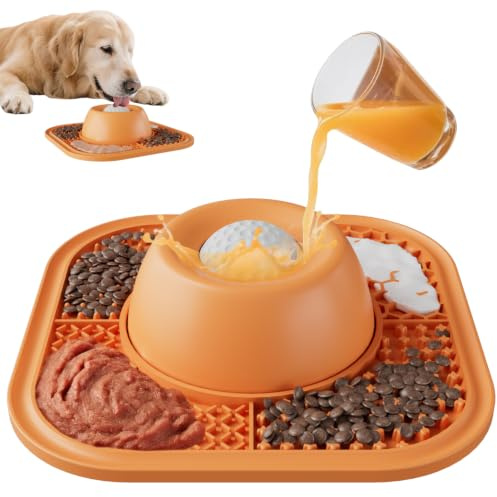 Pawinner Dog Licking Bowl with Ball Slow Feeder for Liquids, Non-Slip | Lick Mat, Spill-Proof, Food-Grade Silicone Freezable, Anxiety Relief &Digestive Care, Dietary Supplement/Post-op Nutrition