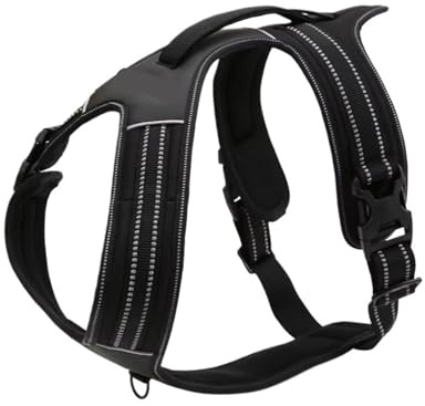Arnés de Nailon for Perros Anti-tirón Ajustable Moda(Black,XL)