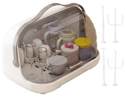 Estante Para Biberones De Lactancia Para Niños - Organización A Prueba De Polvo Soporte Para Secar Biberons Con Tapa | Estante De Almacenamiento De Biberones Para Tetinas, Piezas De Bomba, Mostrador
