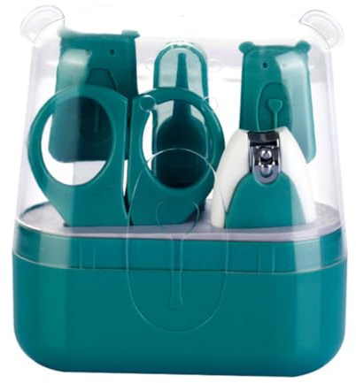 Toyvian Set de Cuidado de Uñas para Bebés Cortaúñas y Tijeras de Acero Inoxidable, Fácil de Sostener, Caja de Almacenamiento Verde, Adecuado para Recién Nacidos y Niños Pequeños