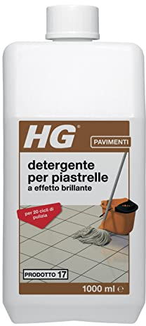 HG Detergente per Piastrelle a Effetto Brillante, Adatto a Pavimenti Piastrellati e in Pietra Naturale, Rimuove lo Sporco e Sgrassa Piastrelle e Fughe, 1 litro