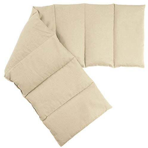 Kirschkernkissen XXL 8-Kammer, 75x20cm - Wärmekissen Körnerkissen für Mikrowelle und Backofen - Bio Stoff natur