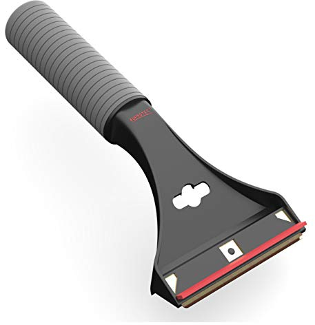 AUPROTEC Grattoir à Glace avec racloir Convexe en Laiton Poignée antidérapante Super-Soft et Raclette de Caoutchouc AX 1 Noir-Rouge