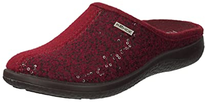 Rohde 6550 Bari Schuhe Damen Hausschuhe Pantoffeln Softfilz Weite G, Größe:39 EU, Farbe:Rot