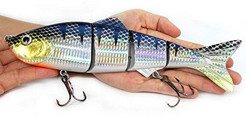 Sfeexun Lifelike 4 Segment Big Swimbaits for Bass Sinking Fishing Bass Lures Artificial Hard Bait Swimbait for Fishing, Great for Fisherman Dad Gift Style 4 (8.85 inches L 4.76oz)