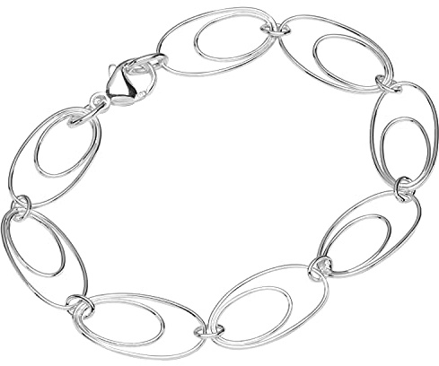 NKlaus Armband 925 sterling silver 20 cm Luna kedja dam dubbel ankare rund armband 12849