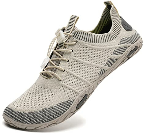 Water Shoes Womens Mens Aqua Beach Swim Shoes Quick Drying Barefoot Shoes for Swimming Pool Boating Surfing Diving Yoga(Beige,5.5UK)