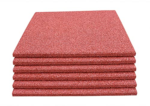 6 x Rot 50x50x2,5cm Fallschutzmatten Gummiplatten Fallschutzplatten Yoga Training Turnmatte Indoor Outdoor Fitness Gummimatten
