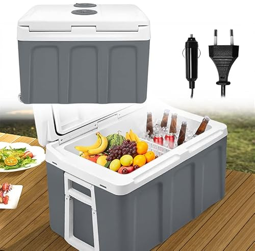 YUENFONG 48L nevera eléctrica nevera con ruedas nevera eléctrica coche nevera 12V 230V incluyendo función de refrigeración y calentamiento para viajes, coche, camping (48L)