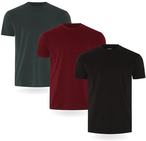 FM London Lot de 3/5 T-Shirts Homme 100% Coton, Vêtements Homme Ajustés