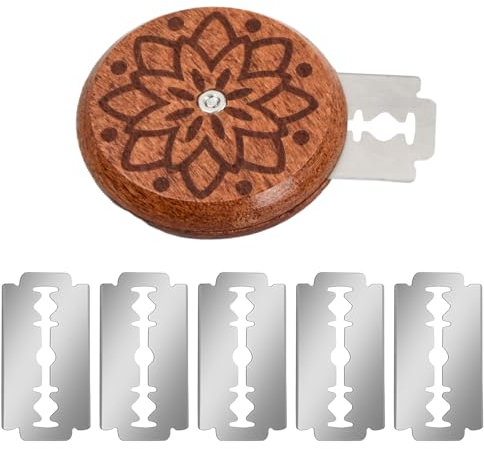 Utensile per Tagliare il Pane, Coltello da Panettiere con Lama di Rasoio, Coltello da Pasta in Legno, Coltello da Baguette 1 Set di Coltelli e 5 Lame, Taglialame per Pane, Coltello da Pasta