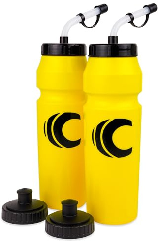 Cannon Sports 1 Liter Sports Water Bottle, BPA-Free, 34 Oz Capacity, Large Mouth, 2 lids (Straw and Squeeze), Great For Helmet Sports Such As Hockey, Lacrosse, Football, Boxing (Yellow)