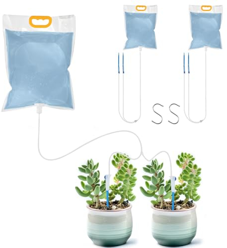 Auto Arrosage Automatique Plantes Interieur, SilverChry 2 Pièces de 3,5 l Sac Irrigation Goutte-à-goutte, Autonome, Systeme de Goutte a Goutte, Balcon, Vacances