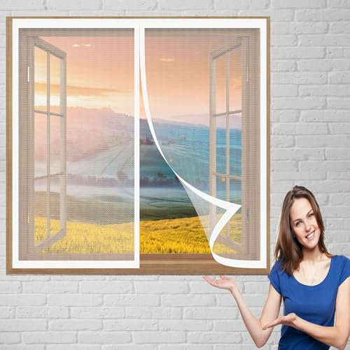 Insektenschutztür Fliegenschutz 168 x 120 cm Fliegengitter Balkontür Ohne Bohren Automatisches Schließen Fenster-Fliegengitter für Alle Fenster Bis, Weiß