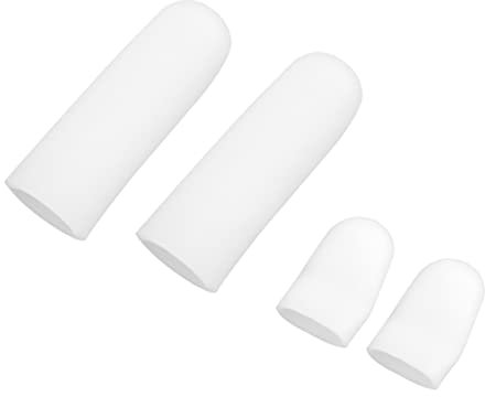 UTHCLO 2 PC Reusable Gel Finger Protector Sleeves for Cracked Skin Blisters Callus Caulking Silicone Gel Finger Guards White