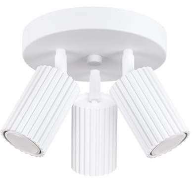 Sollux Lighting KARBON Modern – Taklampa – Mångsidig belysningsarmatur i aluminium – GU10, Max 10W LED, IP 20 – Glödlampa ingår ej – 3x Ljuskälla – 19,5x19,5x18cm, Vit