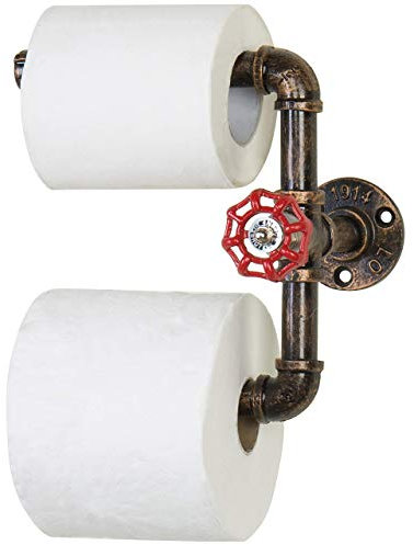 Toilettenpapierhalter im industriellen Rohr-Design, Wandmontage mit Doppelrollen-Kapazität, Bronze-Finish