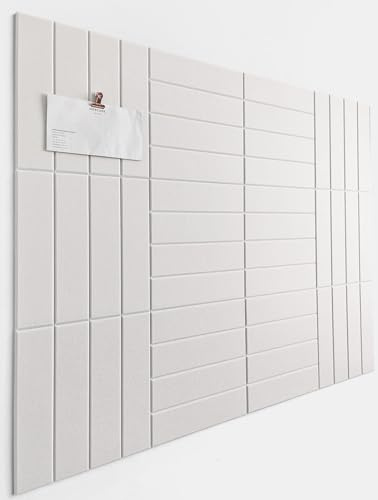 DECORETTA Grand Tableaux en Liège - Lot de 12 Panneaux Muraux en Feutre 120 x90cm Tableau d'Affichage avec Adhésifs Démontables sans Traces - Pour Bureau, Maison et Salle de Classe-Blanc chaud