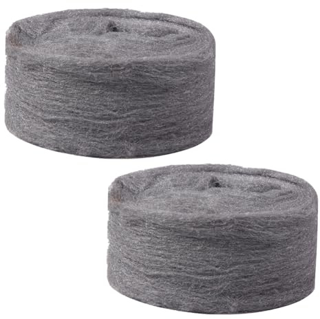 Cerioll Lana D'acciaio, 2 Rotoli Lana Acciaio, Paglietta Acciaio Fine 0000, Paglietta Abrasiva Fine per Lucidatura Legno Vetro Metallo Prevenire Topi