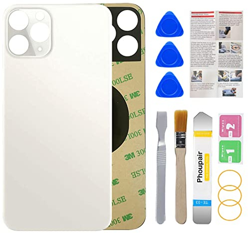 Phoupair Back Glass Replacement Compatible with iPhone 11 Pro Max 6.5-Inches with Professional Repairing Kit and Installation Instruction (Silver)